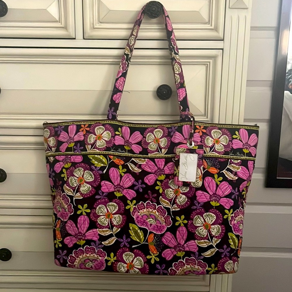 Vera Bradley large tote in pirouette pink WITH luggage tag